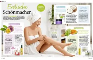 Frau im Spiegel zur Face Cream Grace von Jardin de Bruno Frau im Spiegel zur Face Cream von Jardin de Bruno in der Presse.