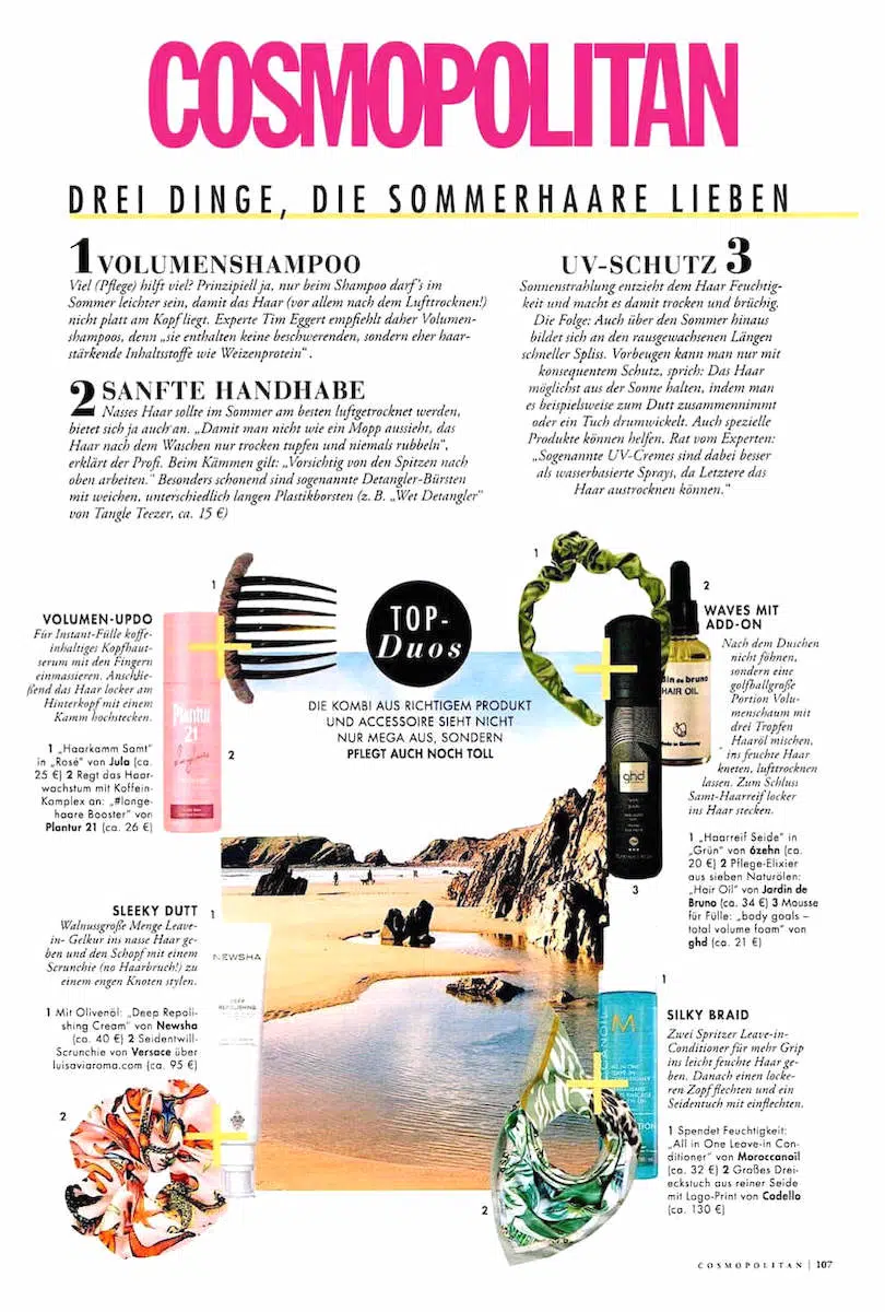 Cosmopolitan erwähnt das Hair Oil von Jardin de Bruno