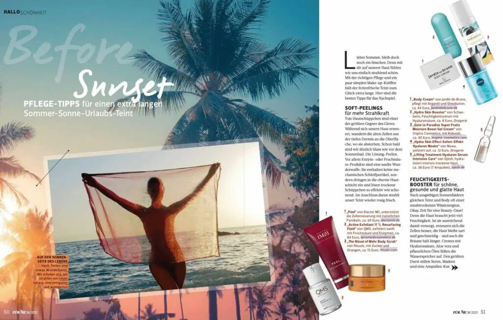 Zeitschrift Für Sie erwähnt Body Cream von Jardin de Bruno. Presse: Zeitschrift Für Sie erwähnt Body Cream von Jardin de Bruno.
