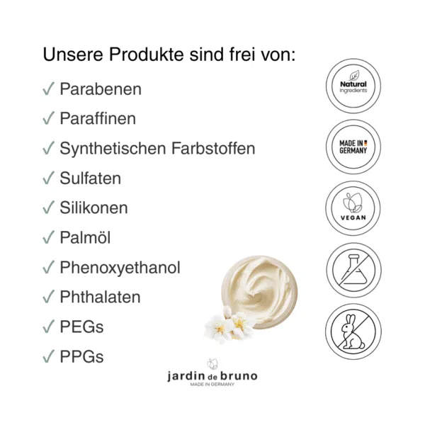 Jardin de Bruno Naturkosmetik ist frei von schädlichen Inhaltsstoffen.